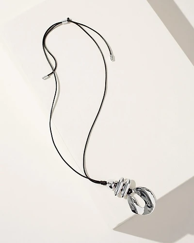 Silver Tone Adjustable Pendant Necklace