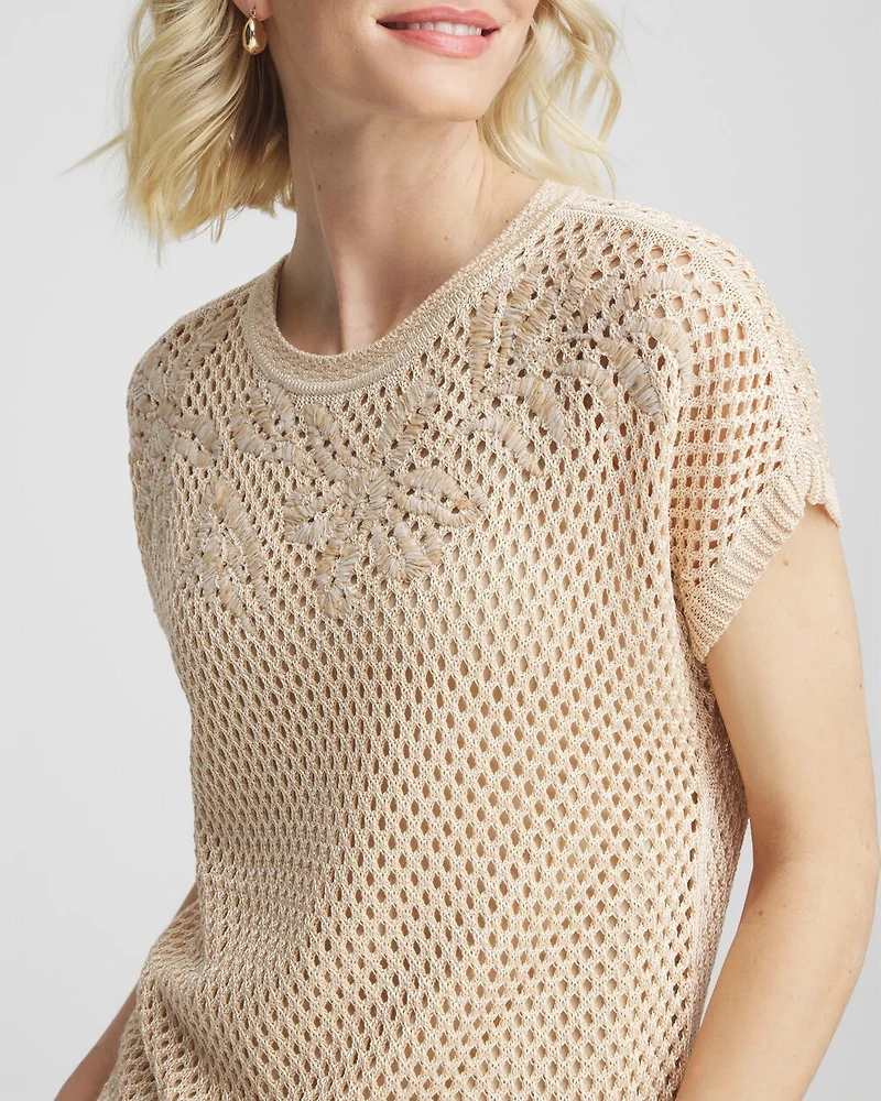 Embroidered Pointelle Pull-Over