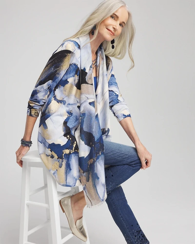 Foil Ocean Print Cardigan