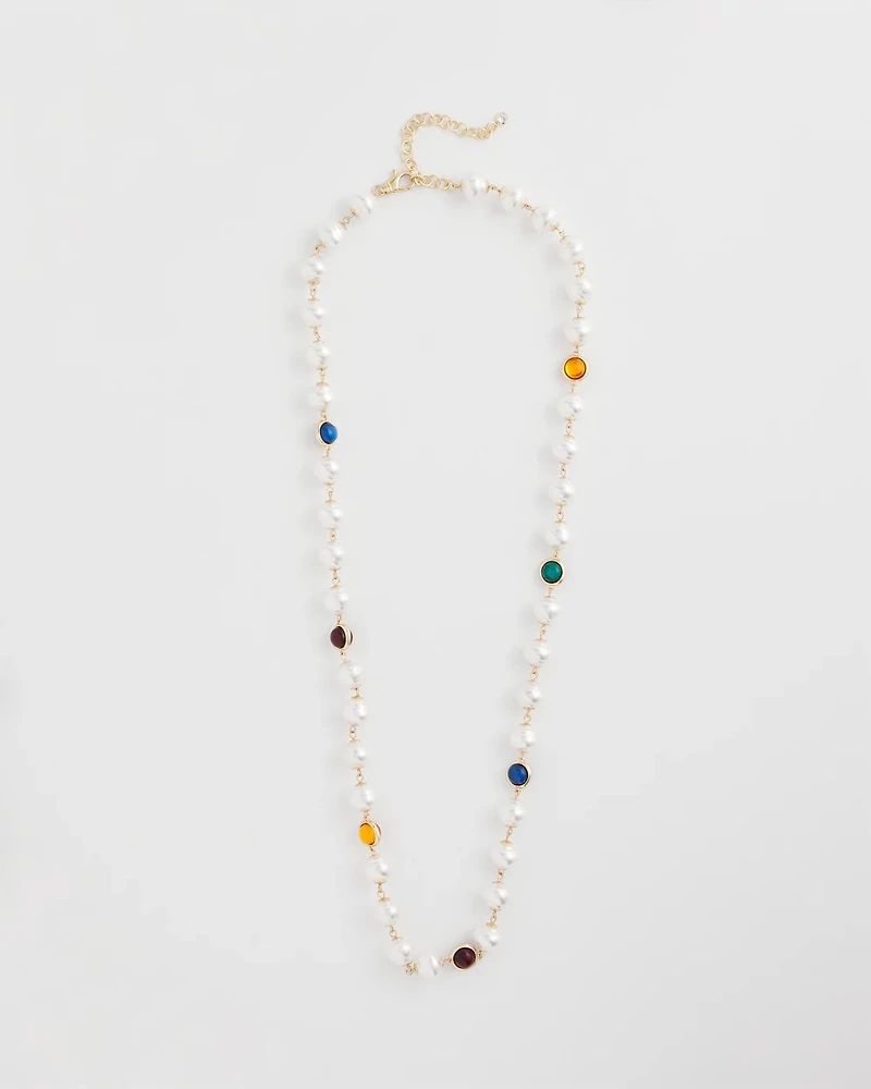 Beaded Faux Pearl Single-Strand Necklace