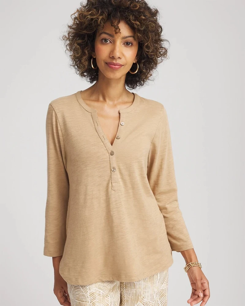 Cotton Slub Henley Shirt