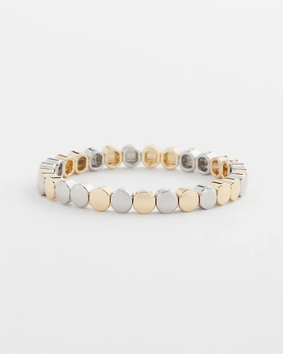 Silver & Gold Tone Round Stretch Bracelet