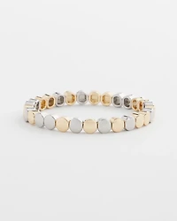 Silver & Gold Tone Round Stretch Bracelet