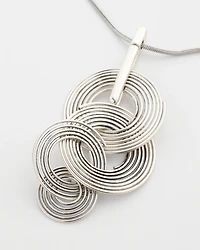 Silvertone Concentric Circles Pendant Necklace