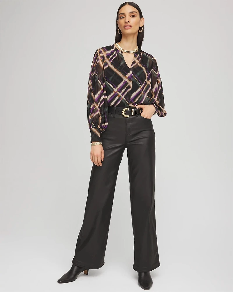 High Rise Wide Leg Coated Denim Jeans