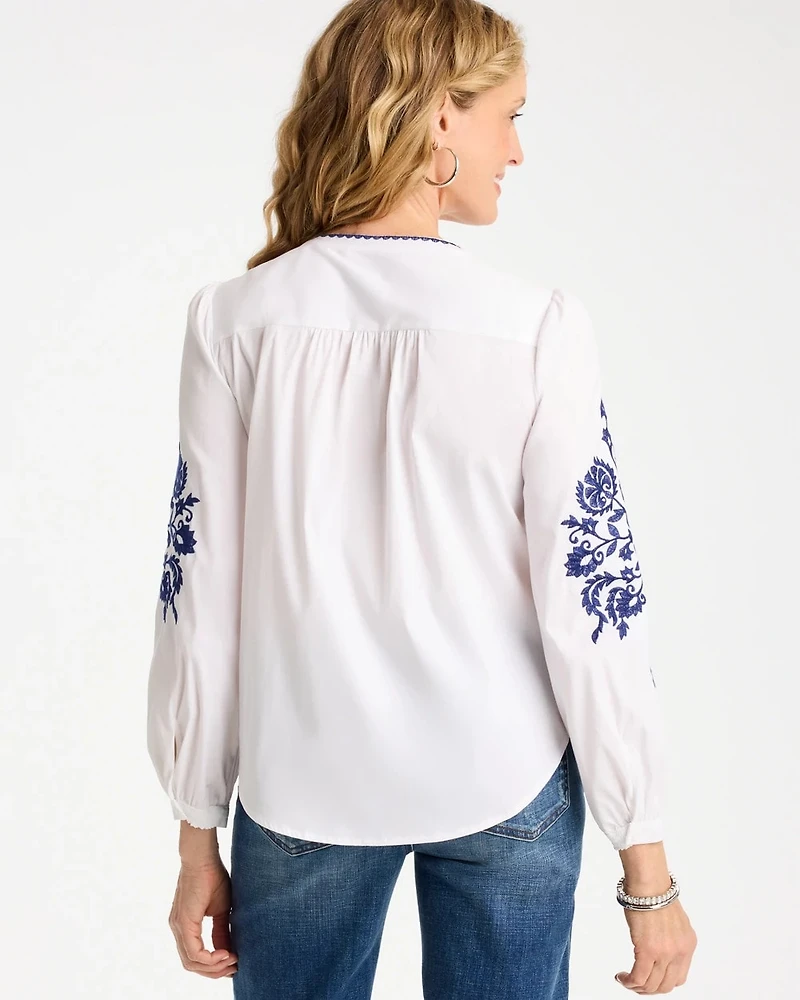 Cotton Voile Embroidered Blouse