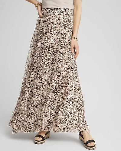 Animal Print Georgette Maxi Skirt