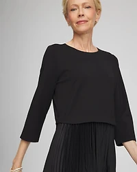 Satin-Knit Pleated Maxi Dress