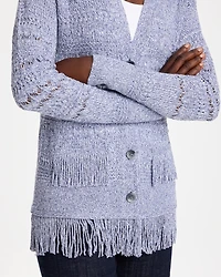 Fringed Long-Sleeve Cardigan
