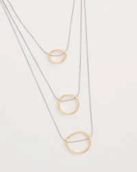 Mixed Metal Triple Circle Pendant Necklace