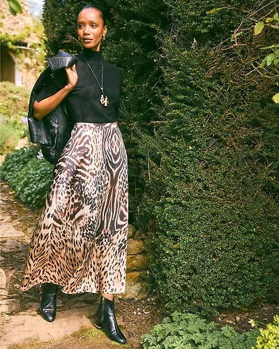 Animal Bengal Marks Faux Satin Skirt