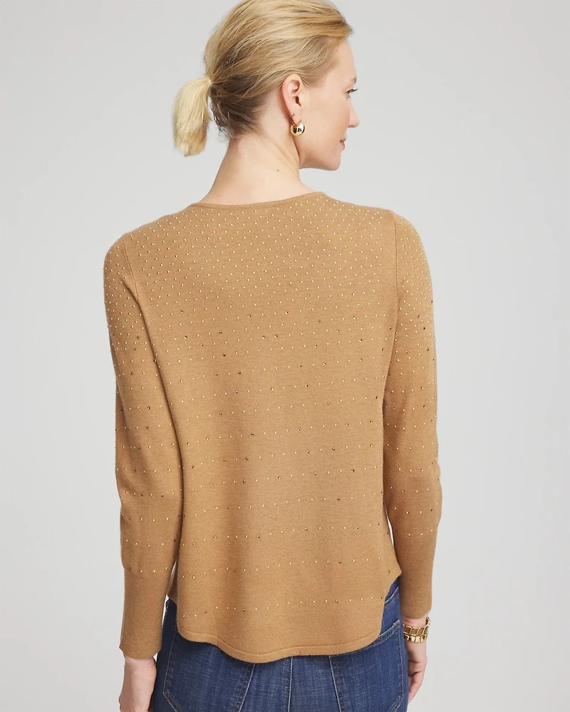 Ella V-Neck Embellished Pullover Sweater