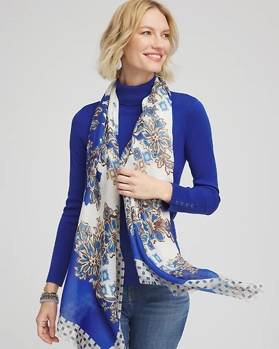 Colorblock Floral Oblong Scarf