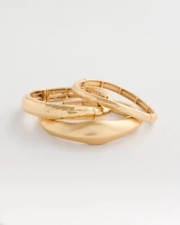 Goldtone Stretch Bangle Set of Three