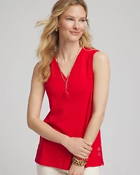 Sleeveless V-Neck Button Tank
