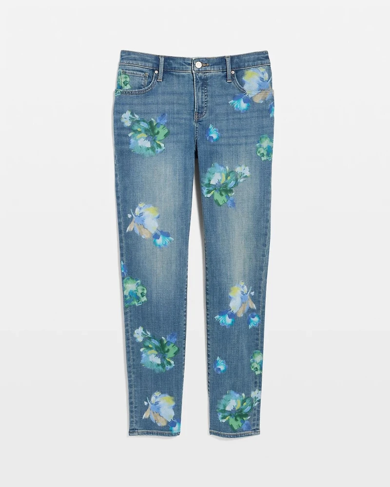 Girlfriend Slim Floral Ankle Jeans