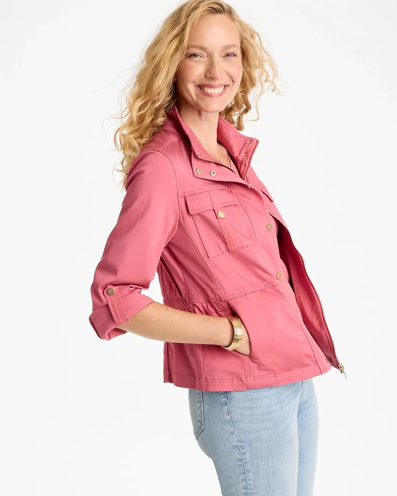 Soft-Stretch Twill Utility Jacket