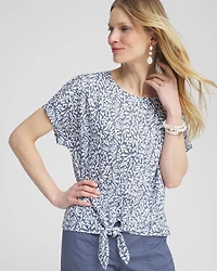 Linen Reef Tie Front Tee
