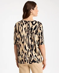 Ella Ikat Print Short-Sleeve Sweater