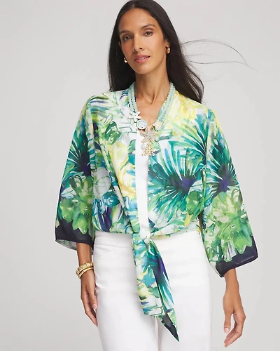 Tropical Tie-Front Kimono