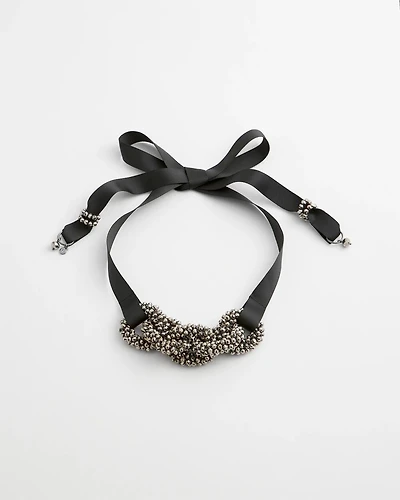 Beaded Chain Ribbon Necklace
