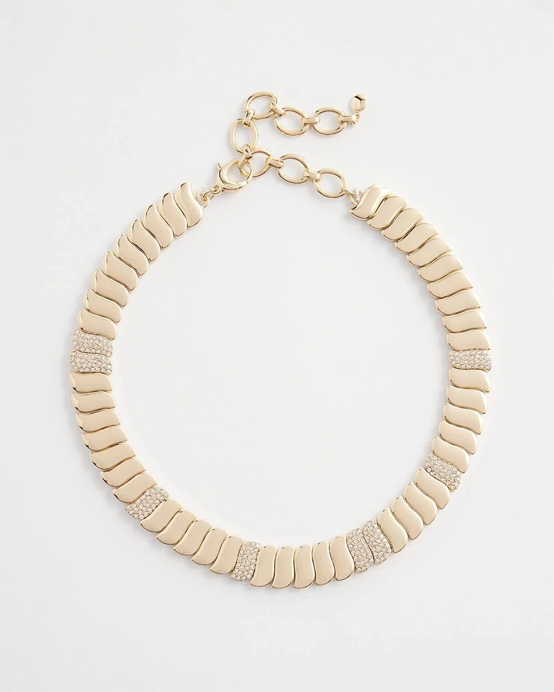 Gold Tone Pave Collar Necklace