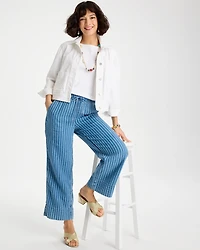Gauze Striped Wide Crop Jean