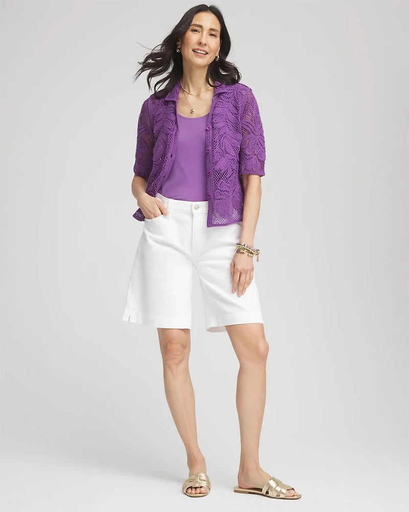 Palm-Frond Crochet-Lace Shacket
