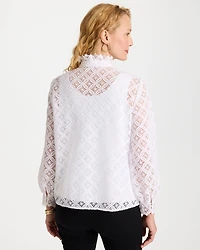 Lace Ruffle Neck Blouse