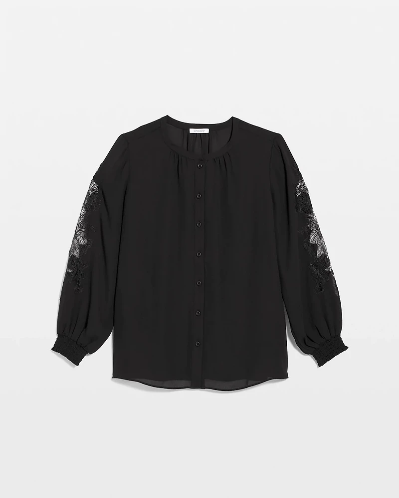 Crepe Banded Collar Blouse