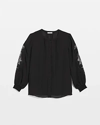 Crepe Banded Collar Blouse