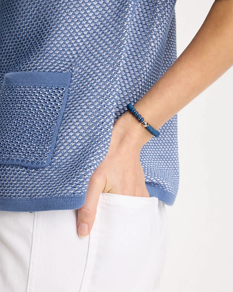 Navy Round Stretch Bracelet