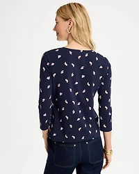 Printed Cotton Stretch 3/4 Sleeve Tee