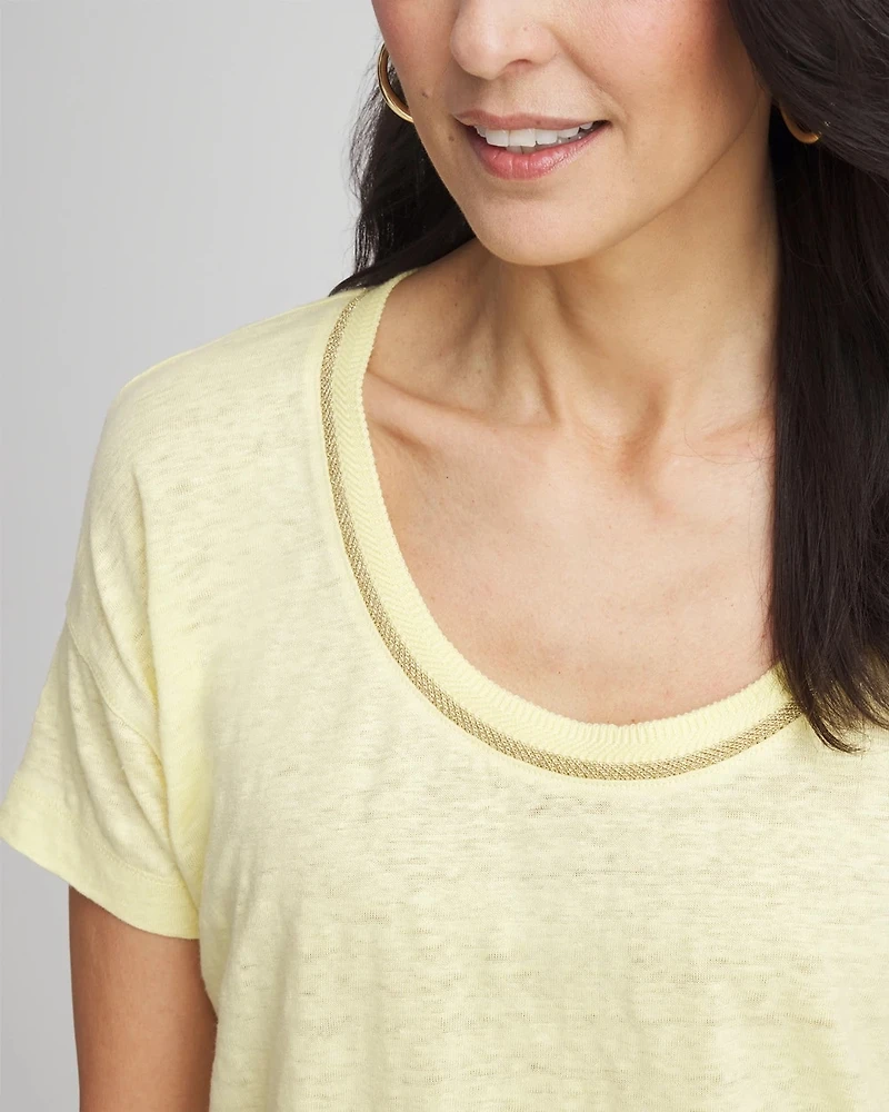 Sweater Trim Linen Tee