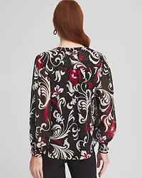 Crinkle Chiffon Floral Blouse