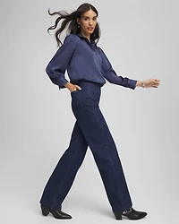 Pull-On Wide-Leg Trouser Jeans