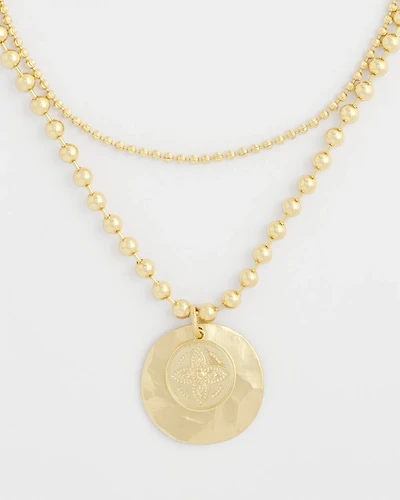 Short Gold Ball Chain Pendant