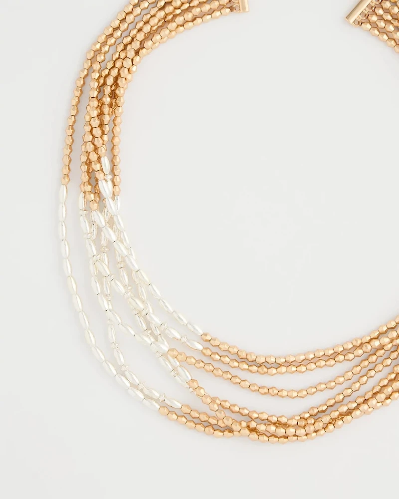 Multi-Strand Beaded Short Necklace