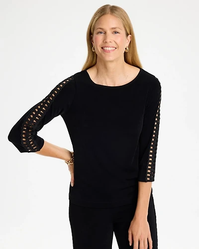 Travelers™ Macrame 3/4 Sleeve Top