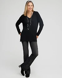 Button Detail V-neck Tunic
