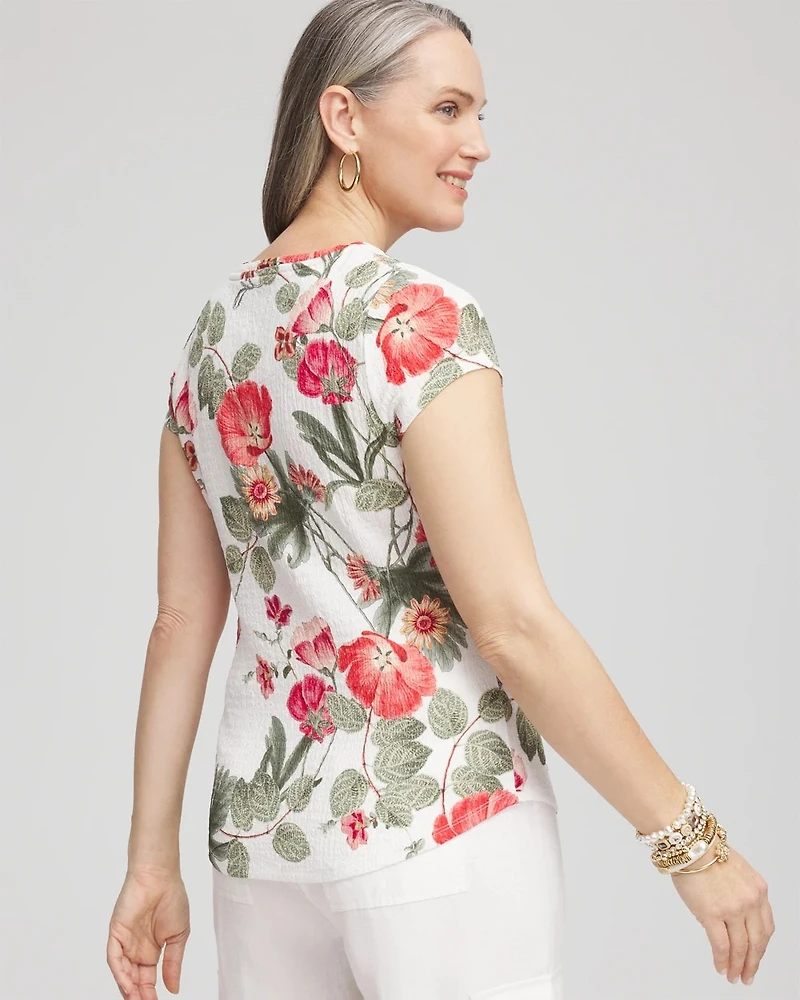 Floral Textured Cap Sleeve Tee