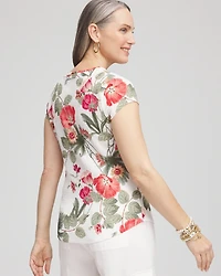 Floral Textured Cap Sleeve Tee