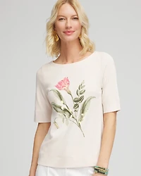Floral Pima Cotton Bateau-Neck Tee