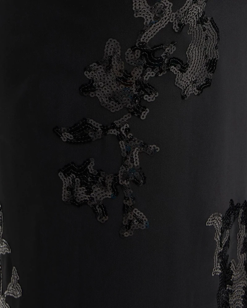Floral Sequin Wide Leg Pants