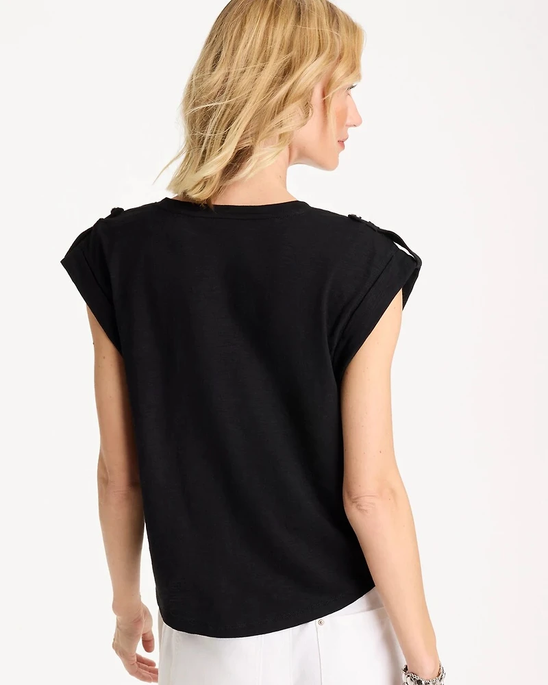 Cotton Slub Epaulette Tee