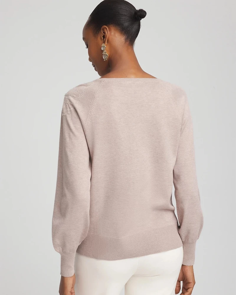 Embroidered Pull-Over Boatneck Sweater