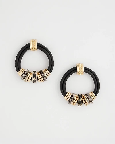Black & Goldtone Charm Earrings