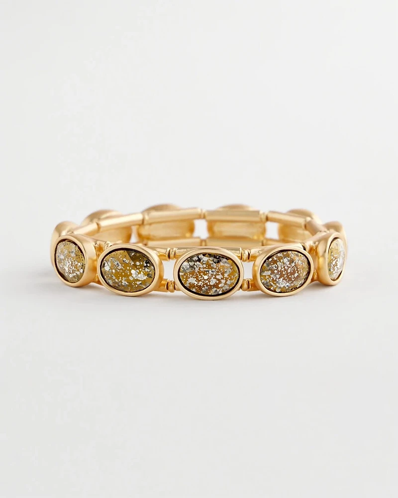 Large Faceted Gem Stretch Cuff Bracelet