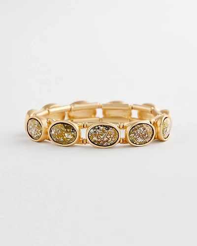 Large Faceted Gem Stretch Cuff Bracelet