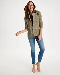 Tweed Long-Sleeve Sweater Blazer
